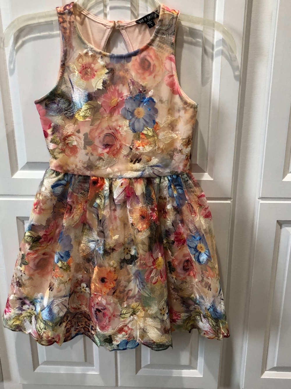 Ava and Yelly Girls Floral Lace Dress Size 7 Easter Embroidered Dance